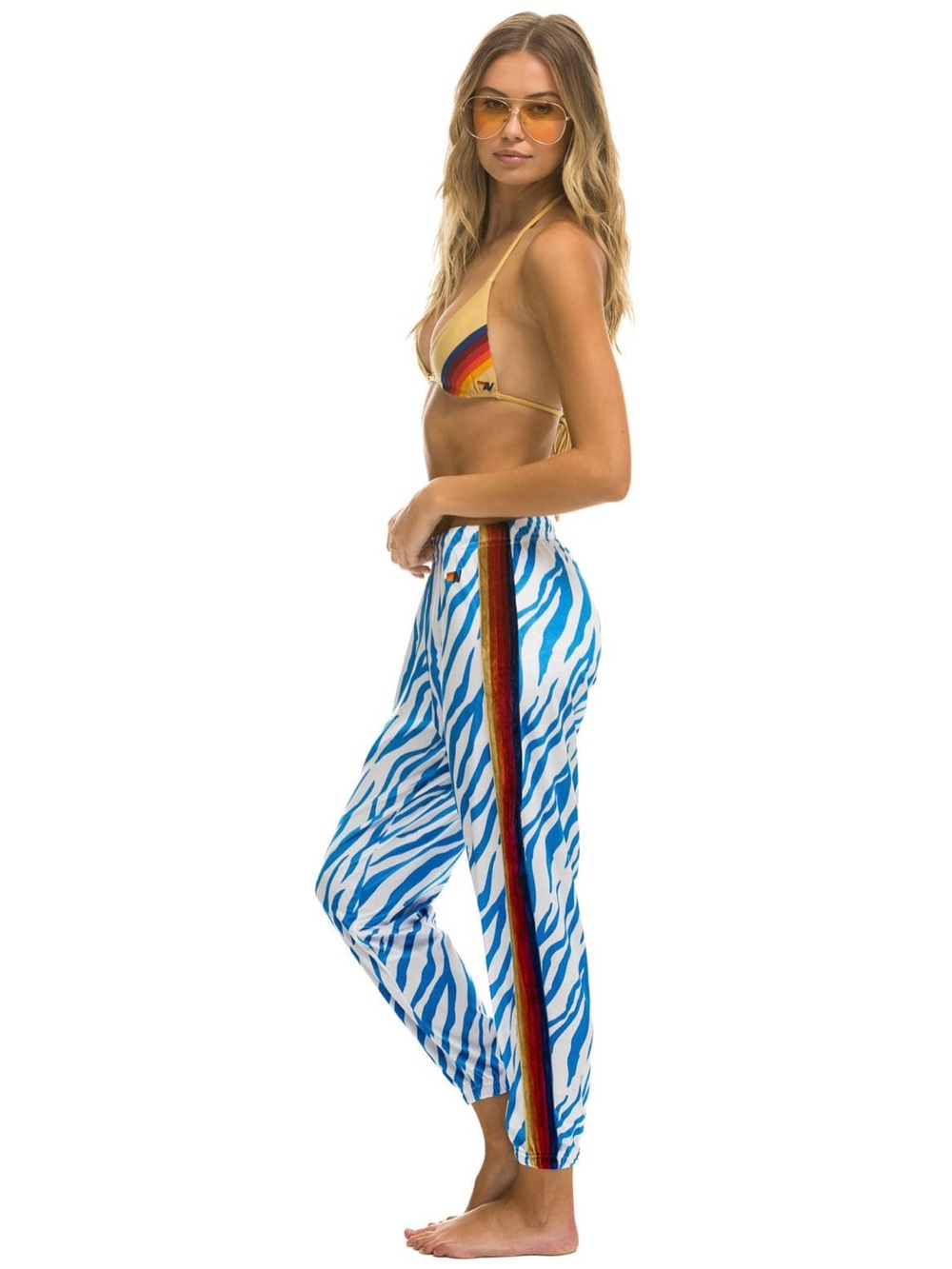 Aviator Nation CLASSIC VELVET SWEATPANTS - BLUE TIGER